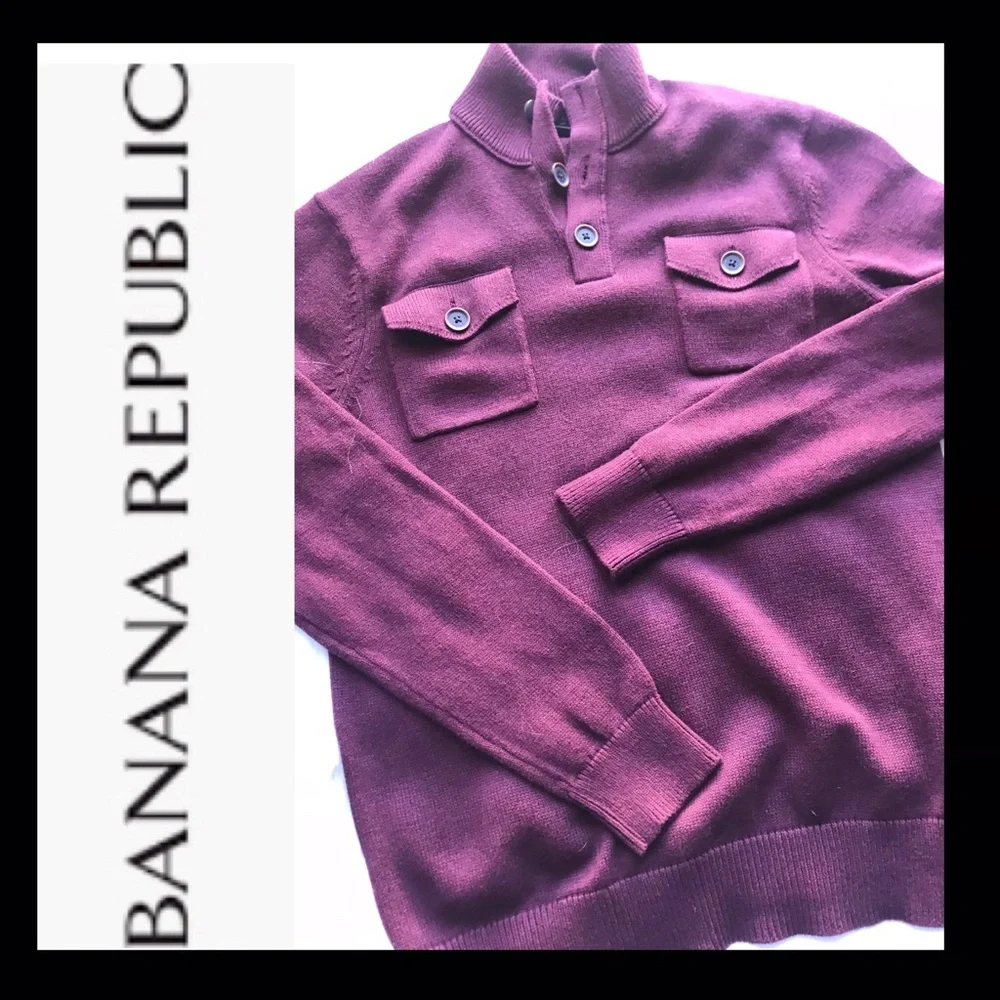 Banana Republic Men's Burgundy Shawl Collar Sweater